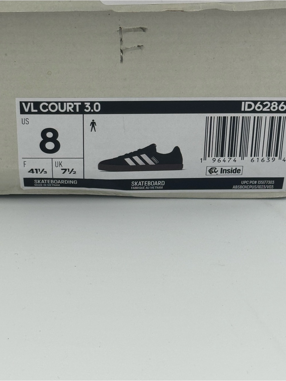 Adidas VL Court 3.0 Sneakers Black White Gum Sole Men’s Size 8 New in Box - Picture 2 of 12